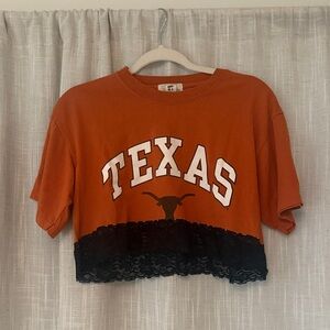 LF Texas Orange Crop Top with Black Lace